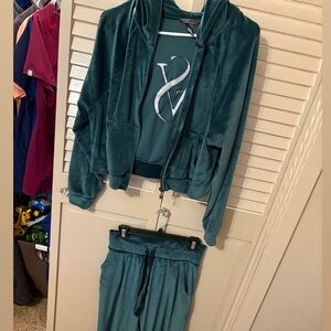 Victoria's Secret Teal Track Pants & Hoodie Set